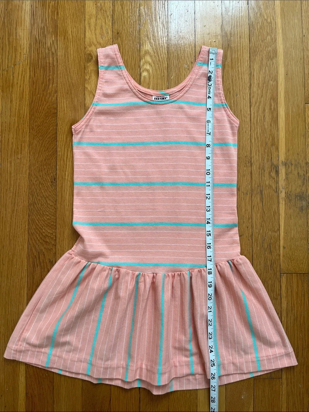 Vintage 80s Girls Size 10 Drop Waist Striped Summer Tank Play Dress Sundress